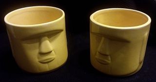 2 Whaler ' s Rum Bright Yellow Hawaiian Tiki Mugs Cups Barware 2