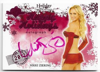 2015 15 Benchwarmer Holiday Nikki Ziering 2012 Pink Air Mail Autograph Auto Card