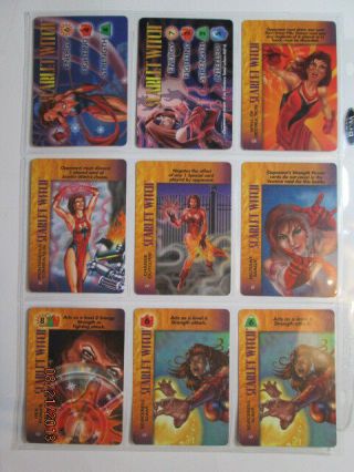 MARVEL OVERPOWER SCARLET WITCH SET OF 2 HERO CARDS (PS,  IQ),  8 SPECS / 1 VAR SP 2