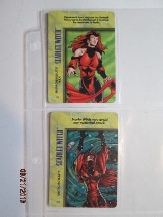 MARVEL OVERPOWER SCARLET WITCH SET OF 2 HERO CARDS (PS,  IQ),  8 SPECS / 1 VAR SP 3