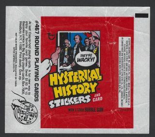 1976 Topps Hysterical History Stickers Gum Wrapper (467 Round Playing Cards)