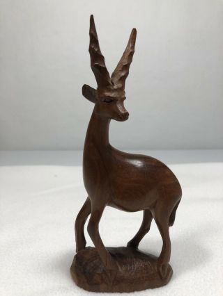 Vintage Hand Carved African Impala Antelope Wood Sculpture Statue Figurine Kenya