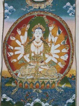 Tibetan Silk Buddha Statue Of Nepal Thangka Embroidery Thousand - Hand Kwan - Yin