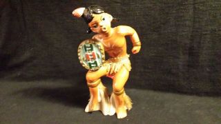 Vintage Wales (japan) Ceramic Dark Skin Indian Native American Warrior Shield5.  8