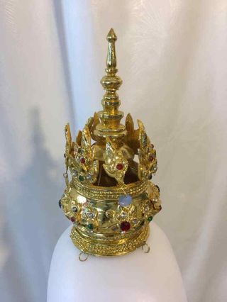 Traditional Thai Dance Gold Costume Headdress Front Crown Arts Craft Ram Tiara
