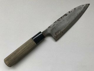 Kitchen Knife Deba Sakai Hisamatsu Steel Blade Wood Signed Japanese Vtg R71