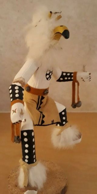 Vintage Native American Navajo Indian Hopi Wood Kachina Doll White Owl Signed