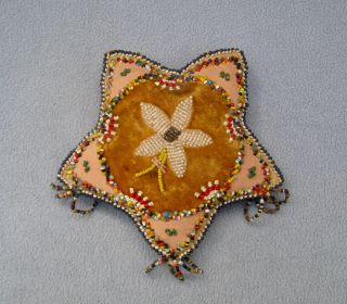 Antique Native American Beaded Whimsey Star Shaped Pincushion