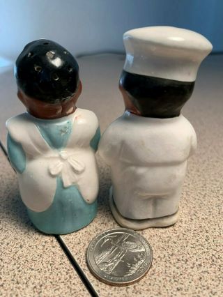 Vintage Black Americana Salt & Pepper Shakers: Small Cook and Maid Japan 3