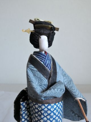 9.  5 Inch Japanese Vintage Washi Paper Handmade Kimono Doll : With A Lantern