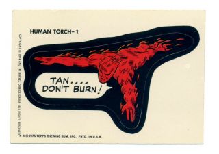 Topps 1975 Comic Book Heroes (marvel Comics Group) Sticker Human Torch - 1