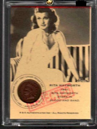 Rita Hayworth Movie Star Coin Card Error W/ 100,  Year Old Cent L 52