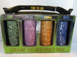Ceramic Tiki Mug Party Pack Set Of 4 Hawaiian Tiki Mugs Cups Tumblers Nos