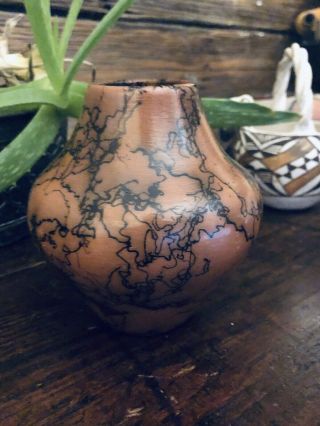 Vintage Native American Indian Horse Hair Handmade Pot Vase by JM Southwestern 2
