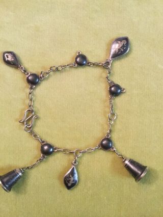 Antique Siam Sterling Silver Charm Bracelet