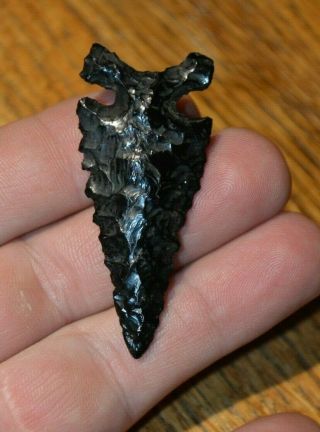 Very fine Obsidian Elko Eared point Lake Co,  Oregon 2.  1/8 x.  7/8 Great Form 2