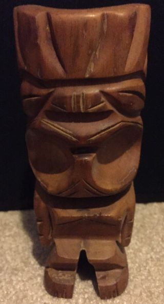 Vtg Hand Carved Wood Hawaiian Tiki God Statue Figure Hawaii