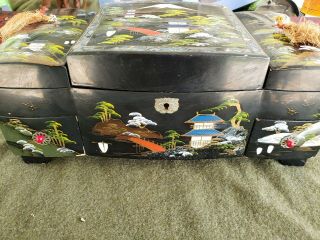 Vintage Japanese Black Lacquer Musical Jewelry Box with jewelry 7