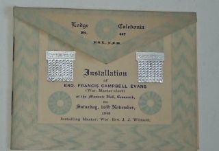 Freemason Order Of Service For Installation Of Worshipful Master 1946 - Cessnock