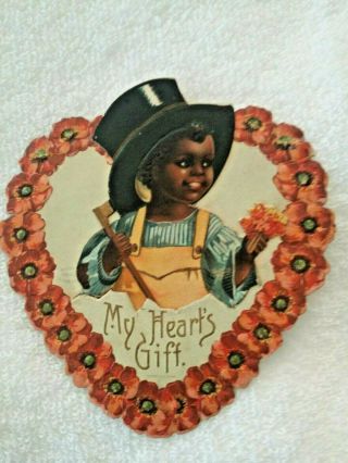 Vintage Black Americana Valentines Day Card (two Piece)