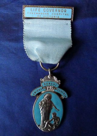 Freemasons Hospital Of Victoria Life Governor Medal; J E Daley.  Silver Gilt.