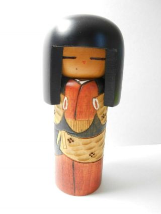 14cm Cute Kimono Girl Kokeshi.  Japan Wooden Doll.  Approx 5.  5 Inches.