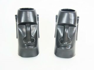 Vintage Tiki Easter Island 7 3/8 " Ceramic Mugs Cups