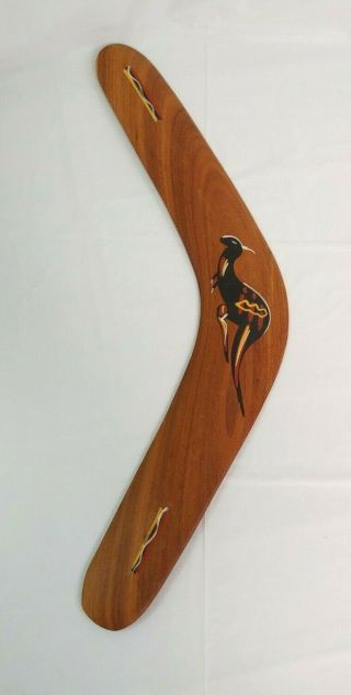 Aboriginal Design Hand Painted Boomerang Made In Australia Kangaroo 18 " 18 Inch