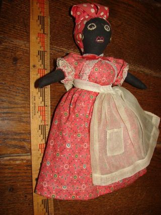 Vintage Black Americana Cloth Doll - Hand Embroidered Face