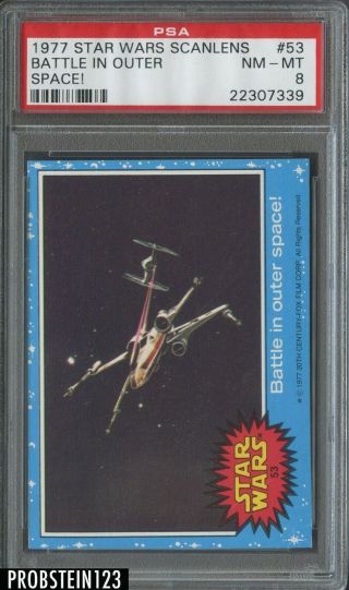 1977 Star Wars Scanlens 53 Battle In Outer Space Psa 8 Nm - Mt