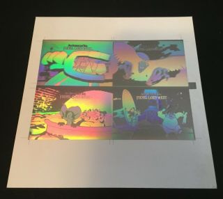 An American Tail Fievel Goes West 1991 Impel Hologram 4 Card Uncut Sheet Rare