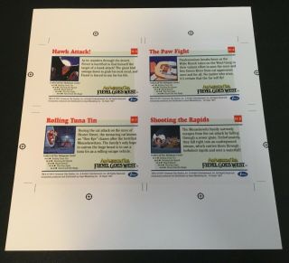 An American Tail Fievel Goes West 1991 Impel Hologram 4 Card Uncut Sheet Rare 3