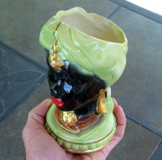 Black Americana Large Vintage Lady Ceramic Vase Planter