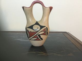 Old Signed Vintage Jemez Pueblo Native Indian Pottery Vase Painted Art Nr