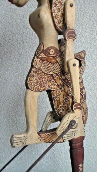 Vintage Wayang Indonesian Wood Shadow Puppet Golek Asian Javanese Rama 8