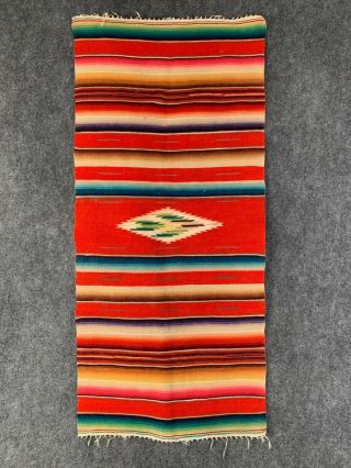 Vintage Mexican Saltillo Woven Wool Table Runner