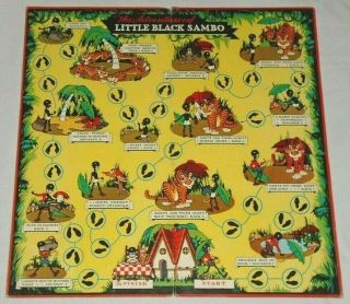 Vintage 1945 Game Board Adventures Of Little Black Sambo Black Americana Cadaco