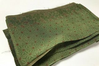 @@4 Pc Japanese Vintage Kimono Silk Fabric/ Chirimen / Moss Green,  Red K157