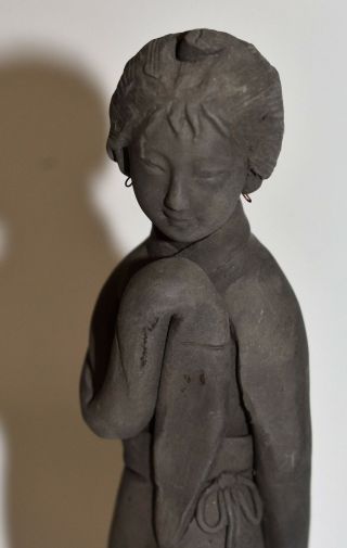 Rare Chinese Mudman Woman Antique Clay Figurine 7” Tall