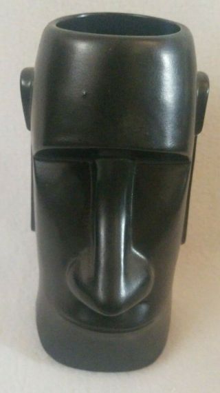 Vtg Tiki Mug Moai Easter Island Fireside Ft Atkinson Wi Black Barware Vase Cup