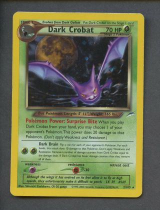 2000 Pokemon Neo Destiny Dark Crobat Holo 2/105 Never Played