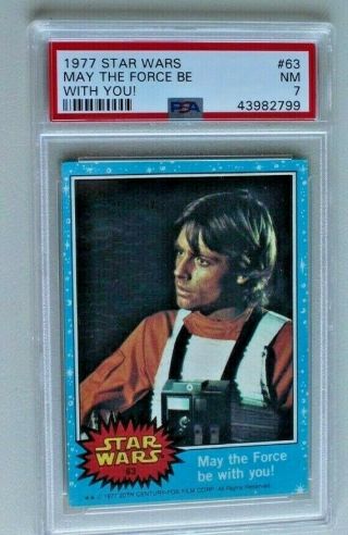 1977 Topps Star Wars May The Force Be With You 63 Blue Border Psa 7