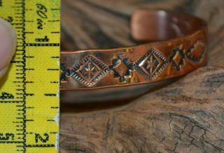 Bracelet Copper Navajo Blanket Design Hand Stamped Native American Navajo Plumer 5
