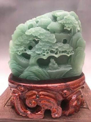 100 Natural Dongling Jade Hand Carving Landscape Old Man States W019
