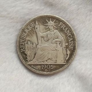 Republique Francaise 1905 Year Coin 100 Silver Piastre De Commerce 23g