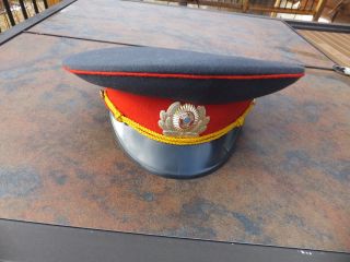 Vintage Russian Soviet Militia Officer Hat Cap Badge Military Uniform Size 58