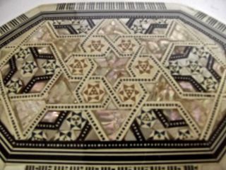 Vintage Hand Crafted Judaica Wood Box Inlaid Mother Of Pearl Mop Stars Of David