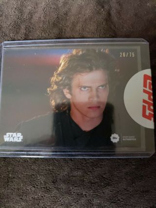 2019 Topps Star Wars Authentics Card Hayden Christensen Anakin Skywalker 26/75