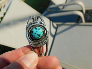 Old Pawn Vintage Navajo Sterling Silver & Turquoise Cuff Bracelet