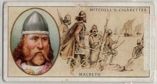1040 A.  D.  Macbeth King Of Scotland Mormaer Of Moray 1930s Trade Ad Card